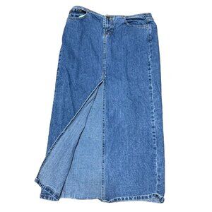 MAXI DENIM JEANS SKIRT SZ 13 FRONT SLIT LONG 80s MODEST MOSSIMO WOMENS